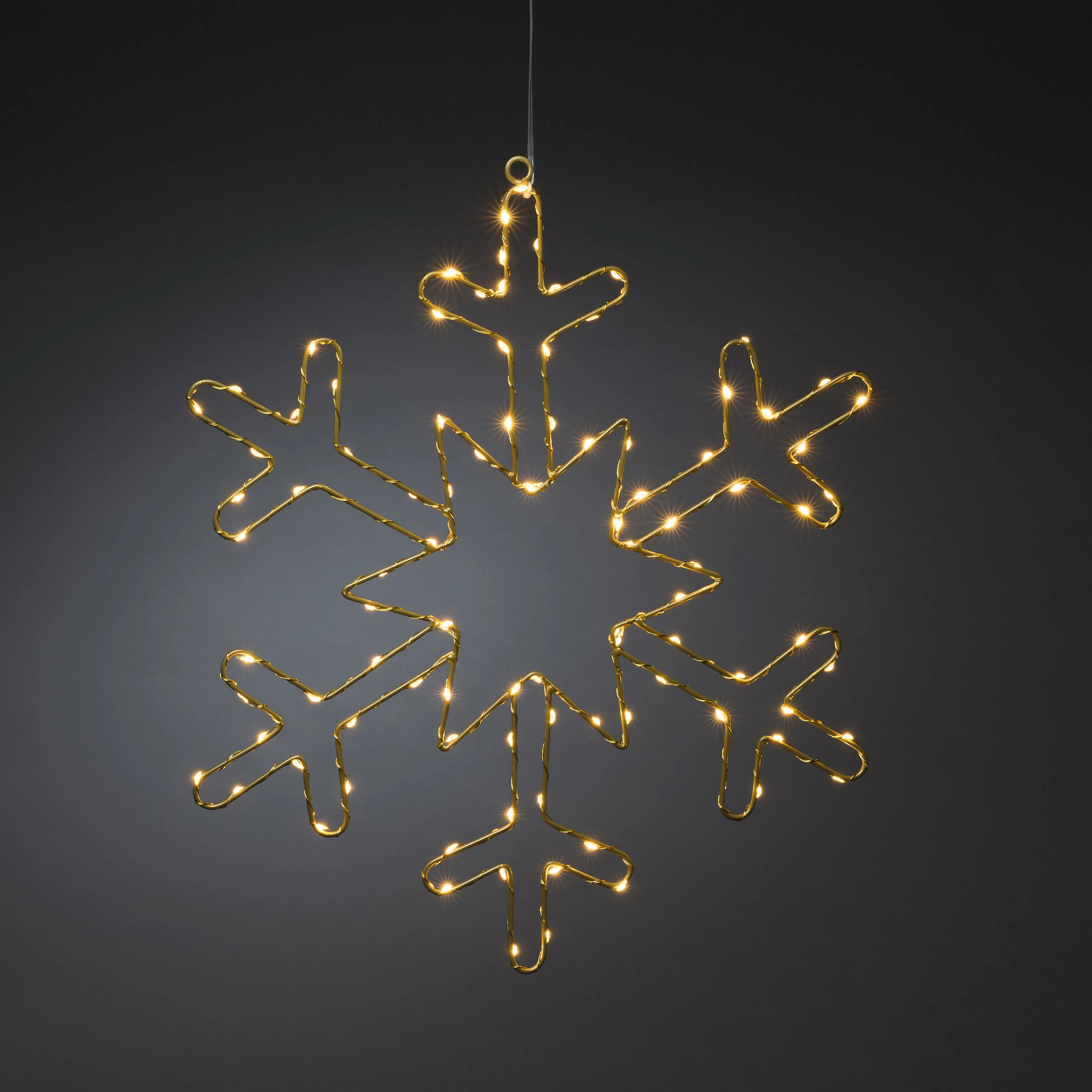 Ljusslang Gnosjö Konstsmide Snöflinga Metall Guld