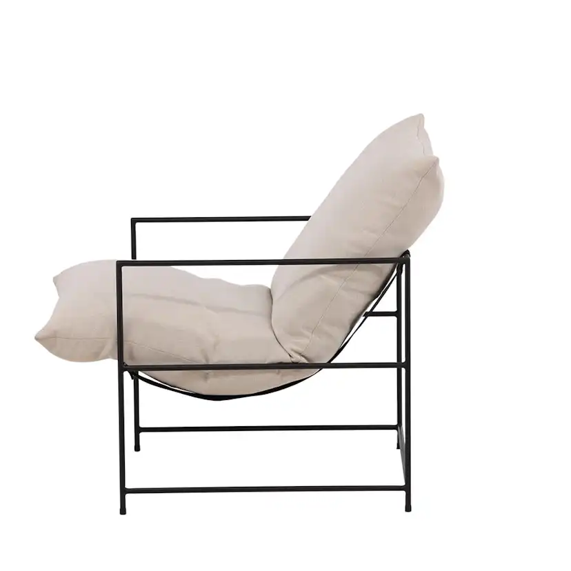 Fåtölj Venture Home Sedalia Beige Linne med Svart Minimalistisk Stålstomme