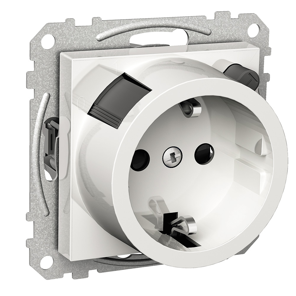 Vägguttag Schneider Electric Exxact med Jordfelsbrytare