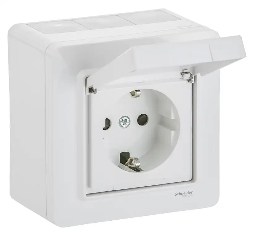 Vägguttag Schneider Electric Exxact med Lock