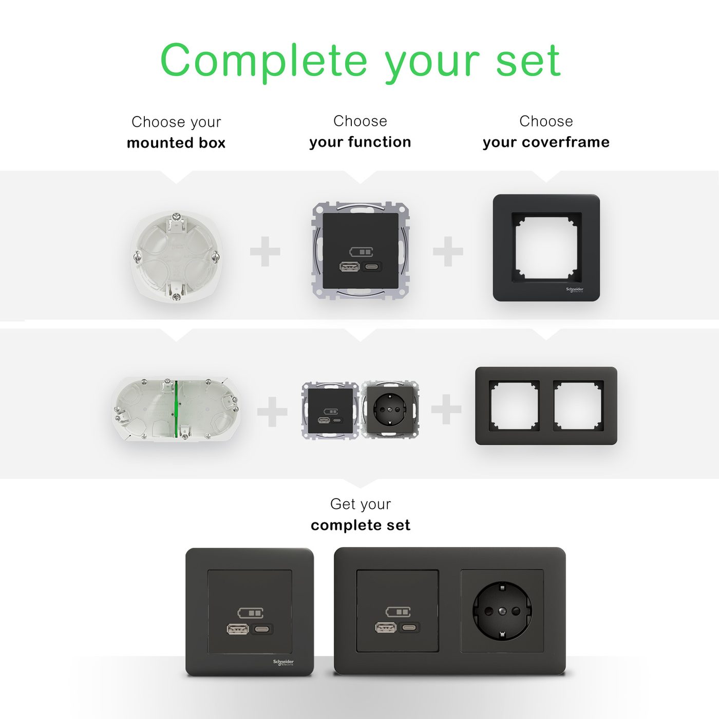 Ram 2-fack Schneider Electric Exxact Primo för Lodrät/Vågrät Montering med Bortbrytbar Mellandel Vit