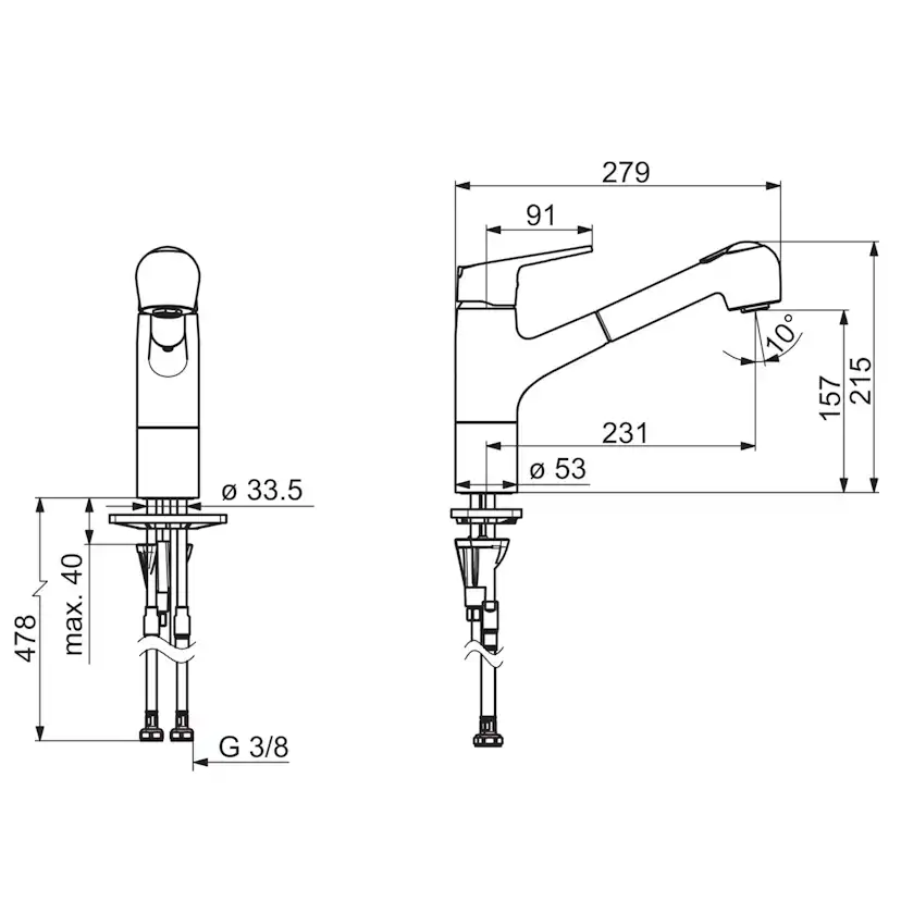Köksblandare Oras Vega 1832FG med Utdragbar Pip