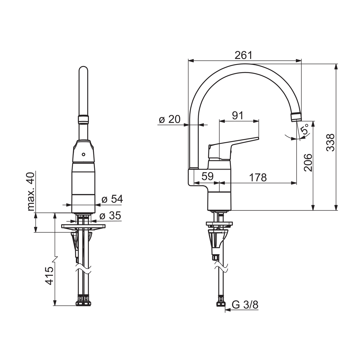 Köksblandare Oras Vega med Hög Pip