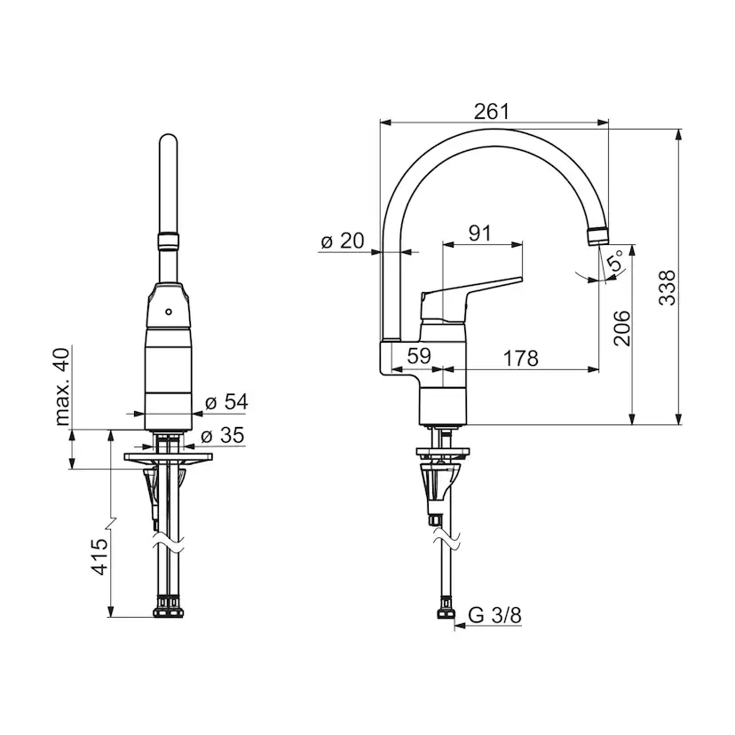 Köksblandare Oras Vega med Hög Pip