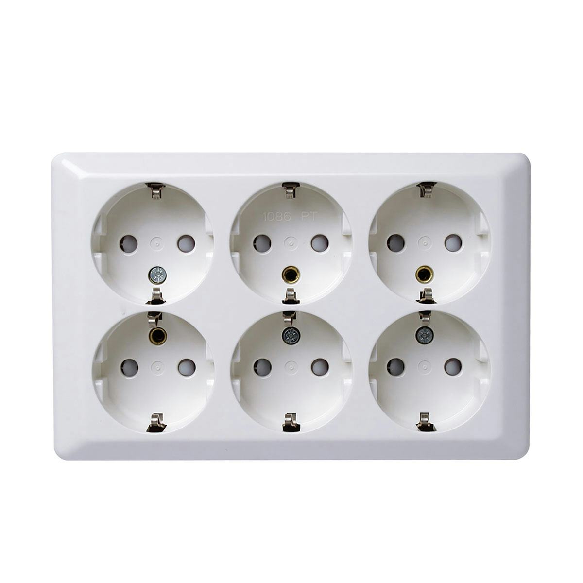 Vägguttag Elko 6-vägs RS Renvit