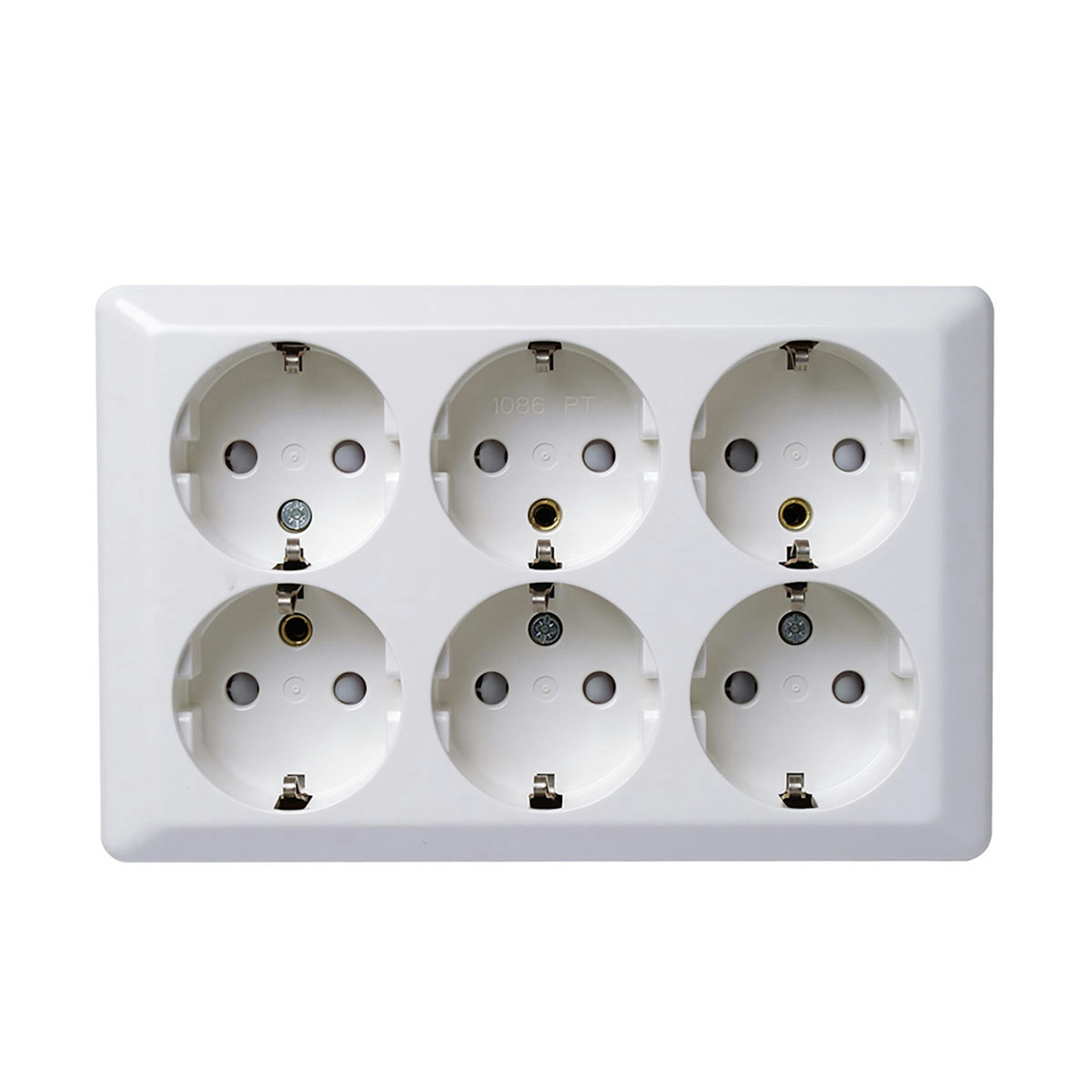 Vägguttag Elko 6-vägs RS Renvit