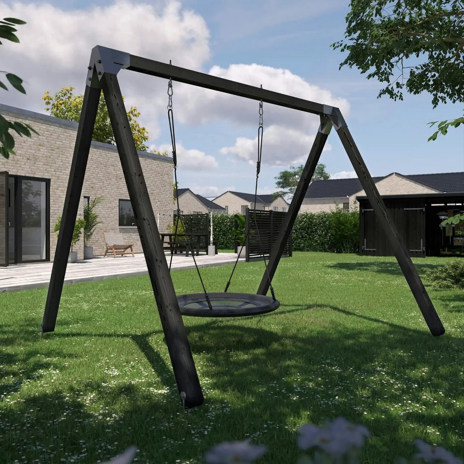 Gungställning PLUS Luksus Svart Cubic inkl Rundgunga