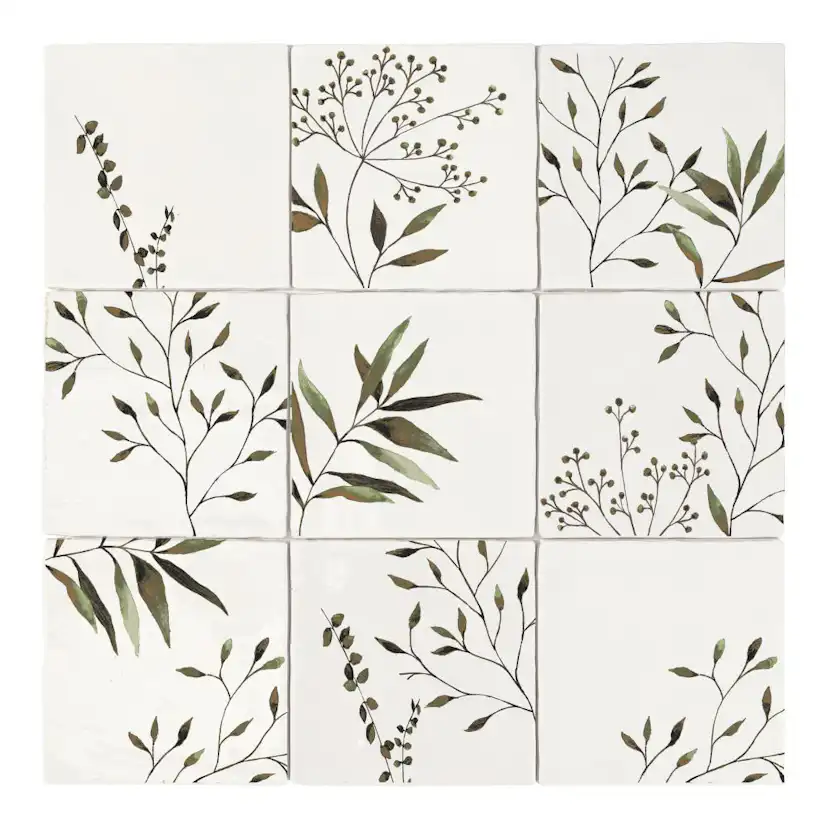 Kakel Lhådös Olivia dekor grön 15x15