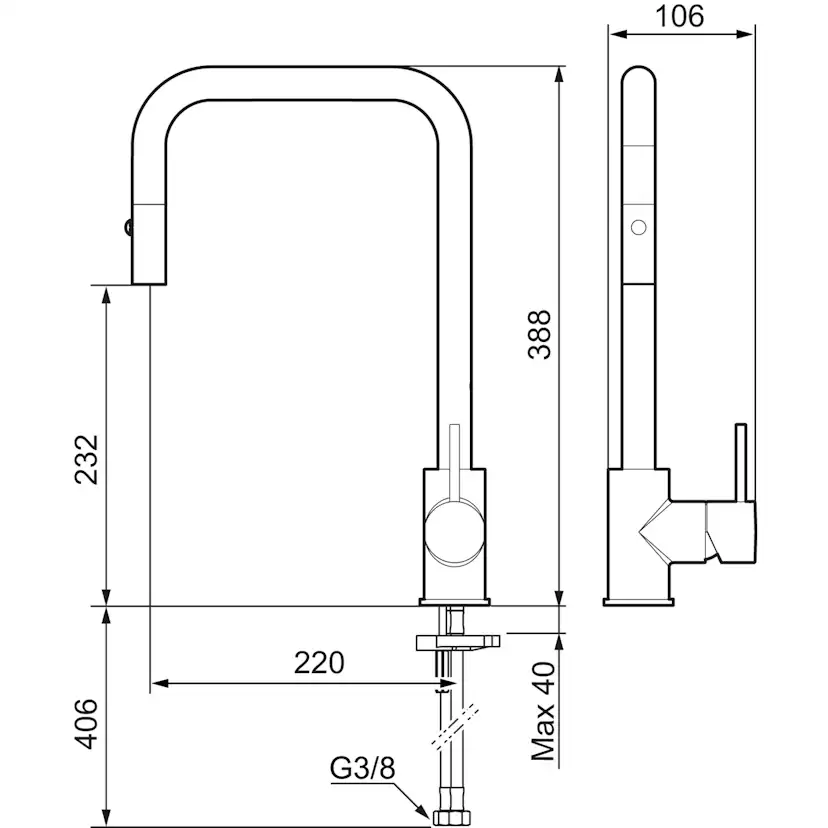 Köksblandare Mora INXX II med Utdragbar Pip