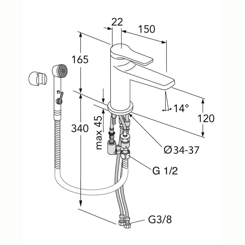 Tvättställsblandare Gustavsberg Epic med Sidodusch