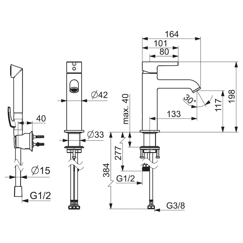 Tvättställsblandare Oras Optima Style 2606FH med Självstängande Handdusch