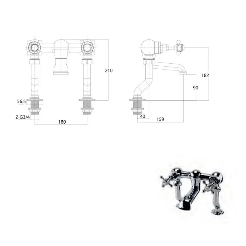 Badkarsblandare Imperial Lichfield för Sargmontage