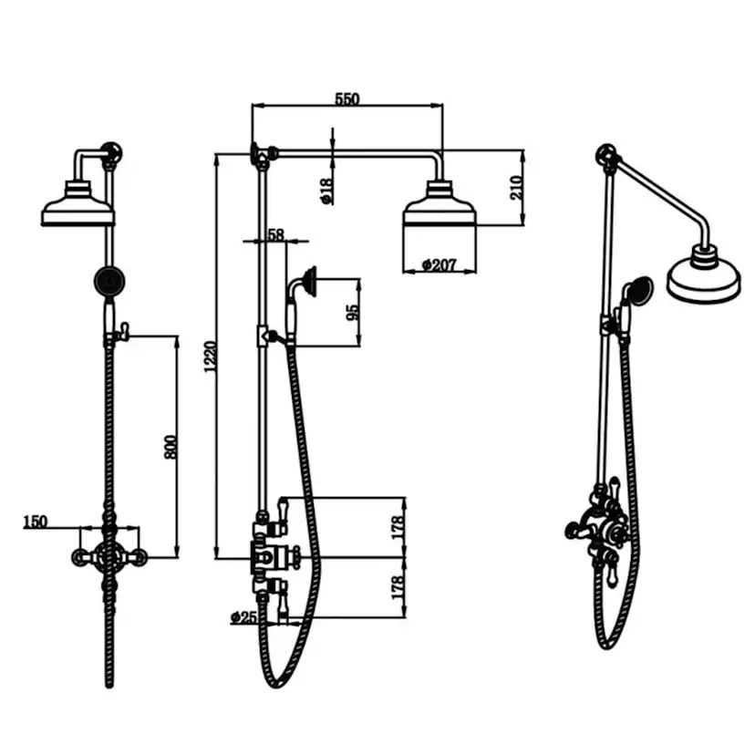 Takduschset Imperial Lichfield med Handdusch