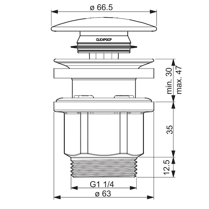 Bottenventil Oras 200060 med Pop-up