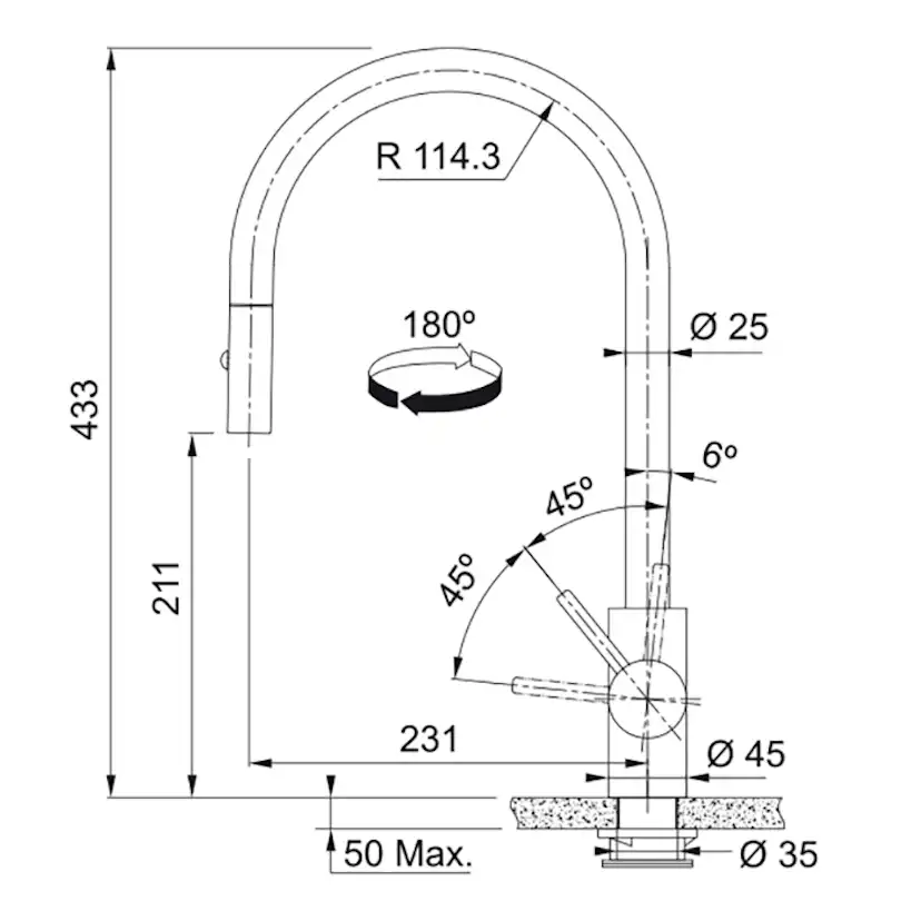 Köksblandare Franke Eos Neo Med Utdragbar Pip och Laminar flow
