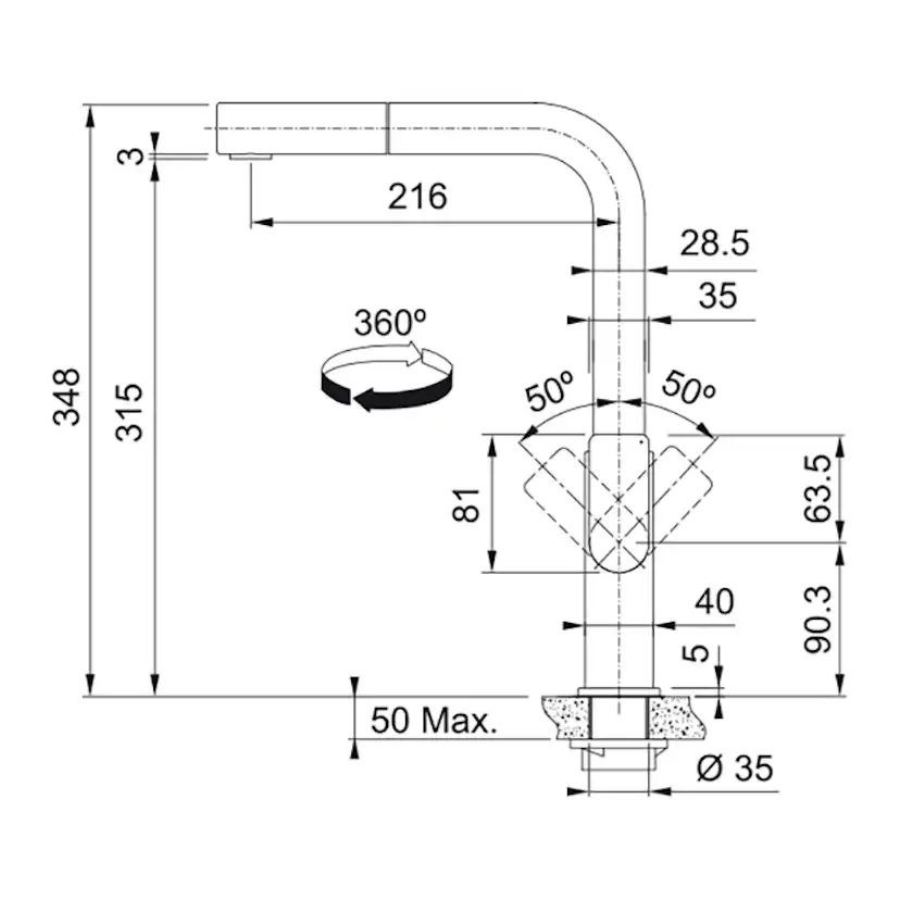 Köksblandare Franke Mythos Med Utdragbar Pip och Laminar flow