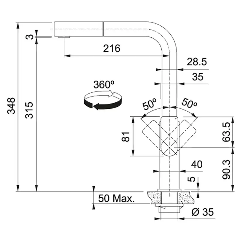 Köksblandare Franke Mythos Med Fast Pip och Laminar flow