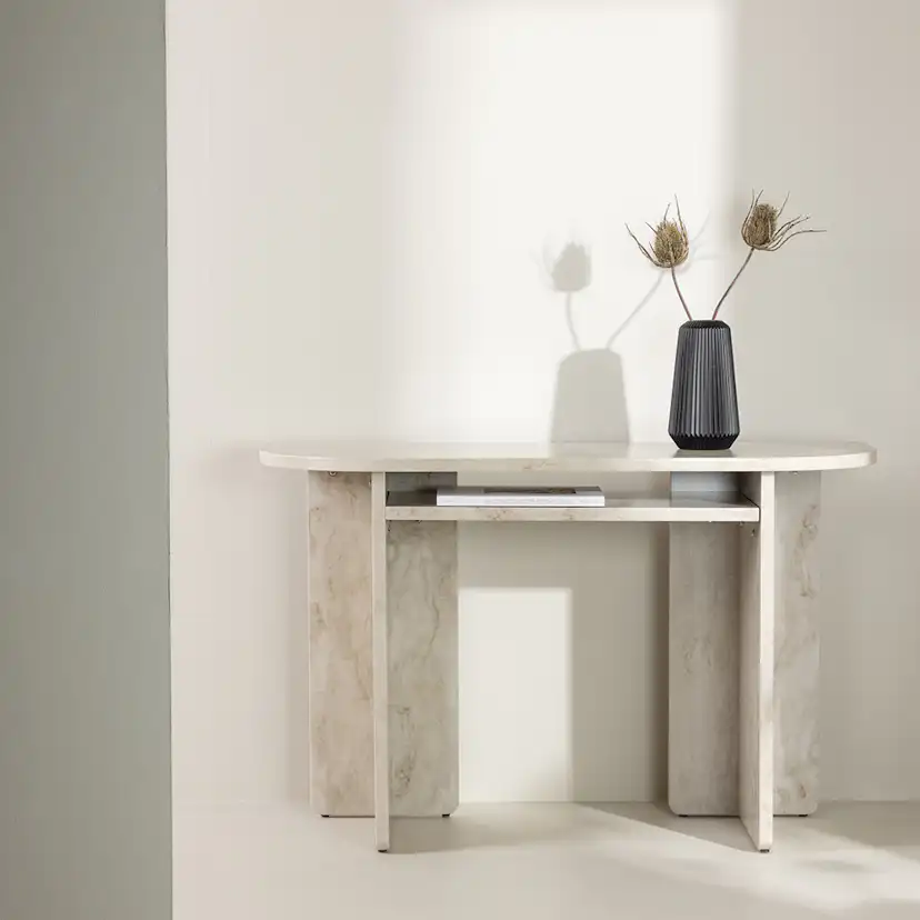 Sidobord Venture Home Ålesund Ovalt Bord med Marmorlook 120cm