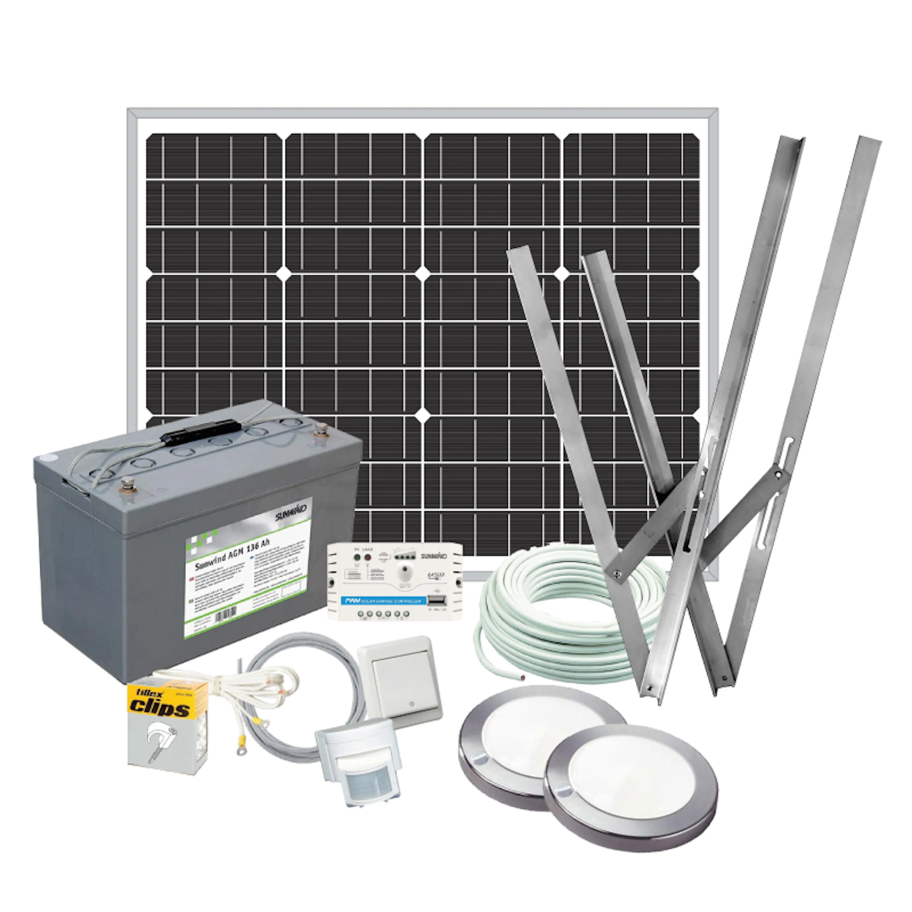 Solpanelspaket Sunwind Uthuspaket 55W