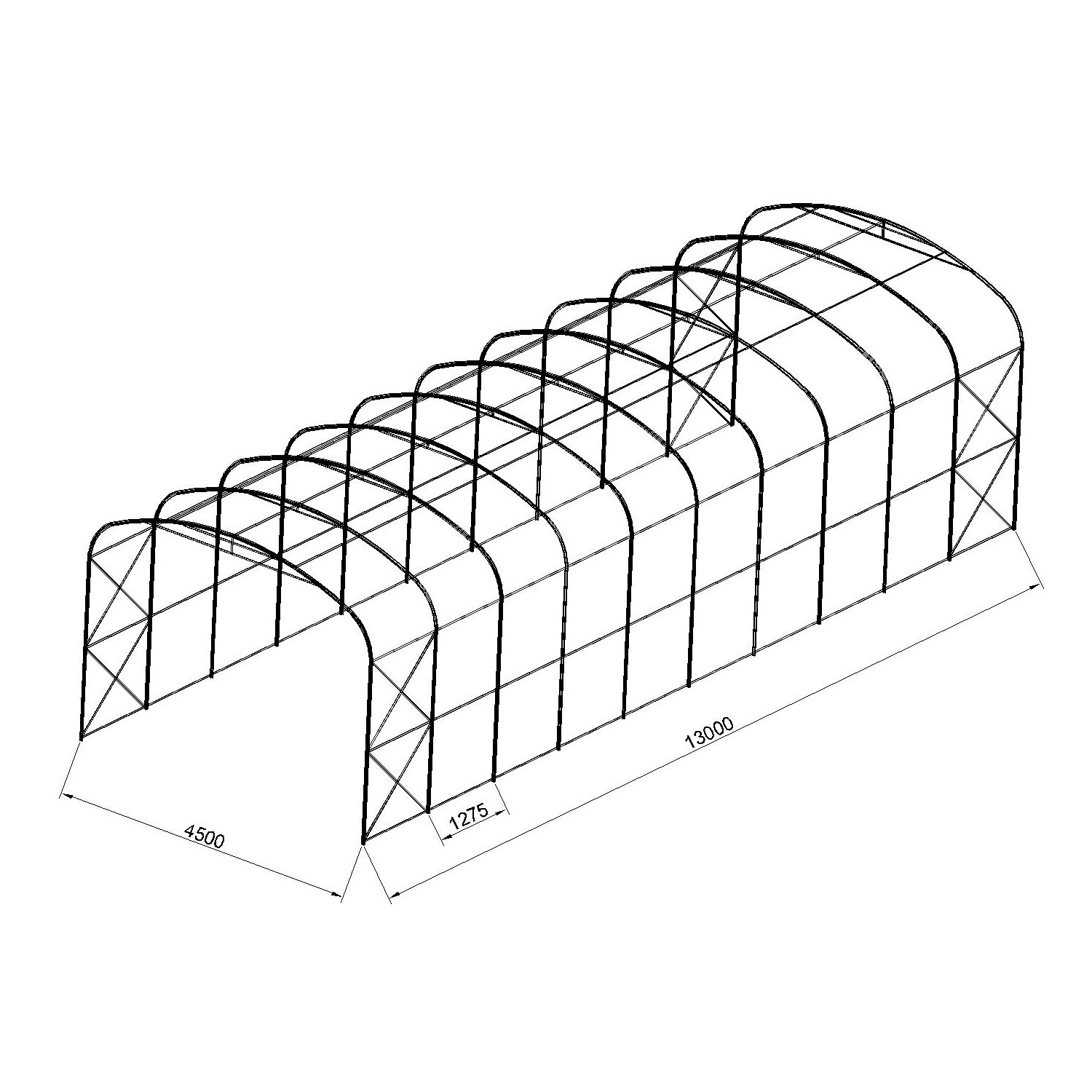Garagetält Prohall G500 4,5x13 m Grå