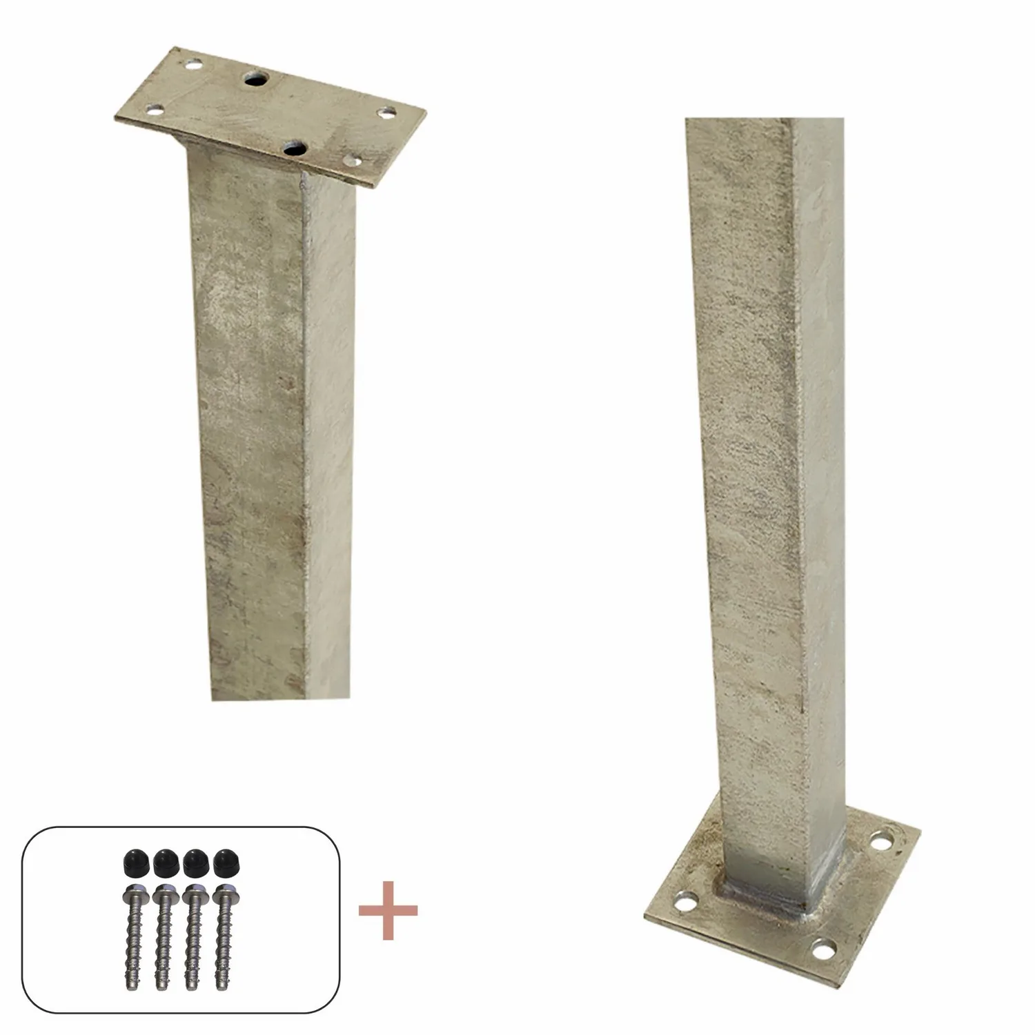 Stålstolpe PLUS Med Fot inkl. Stolpskydd/Bultar 4,5x4,5 cm Svart