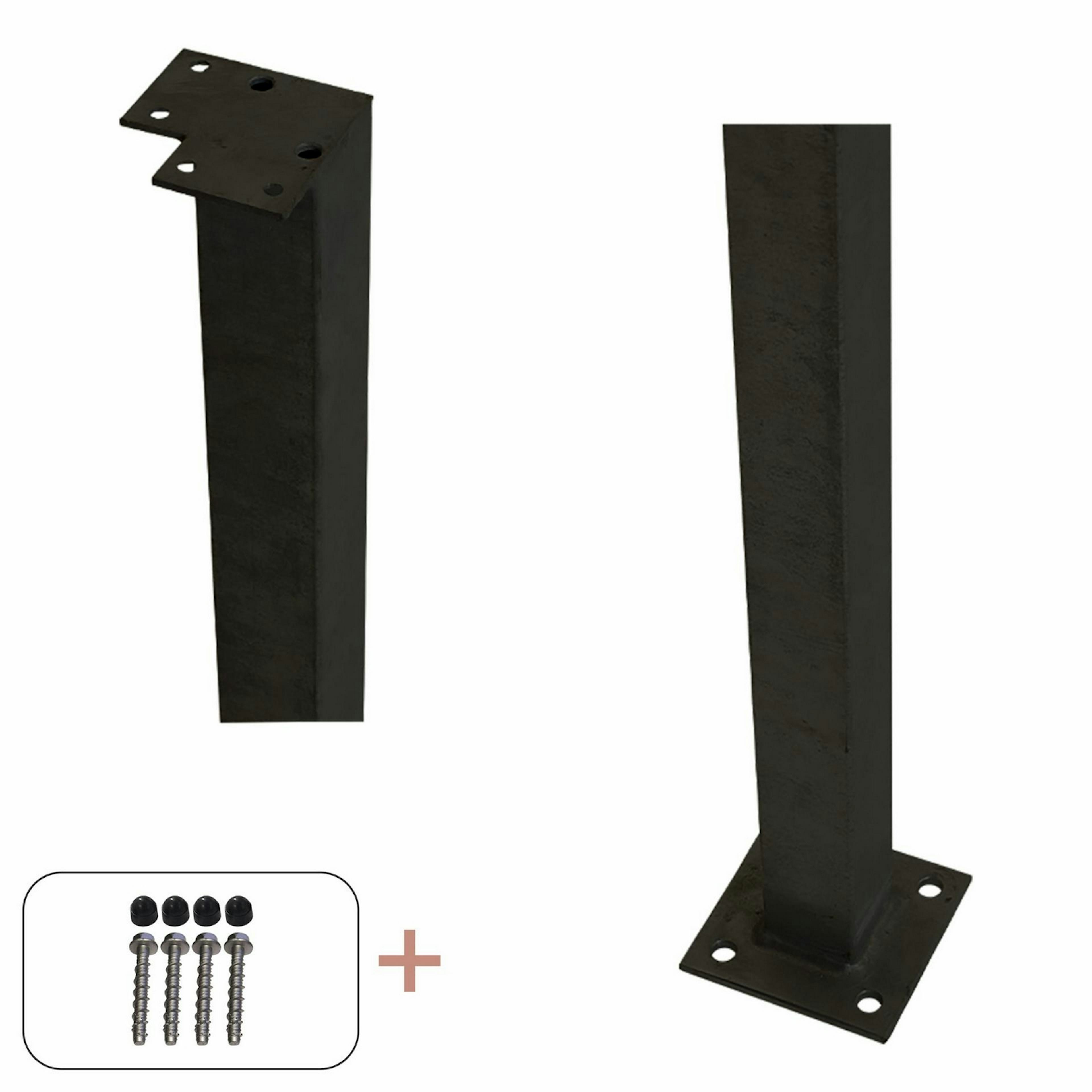 Hörnstolpe PLUS Stål Med Fot För Räcke inkl. Bultar/Mutter Svart