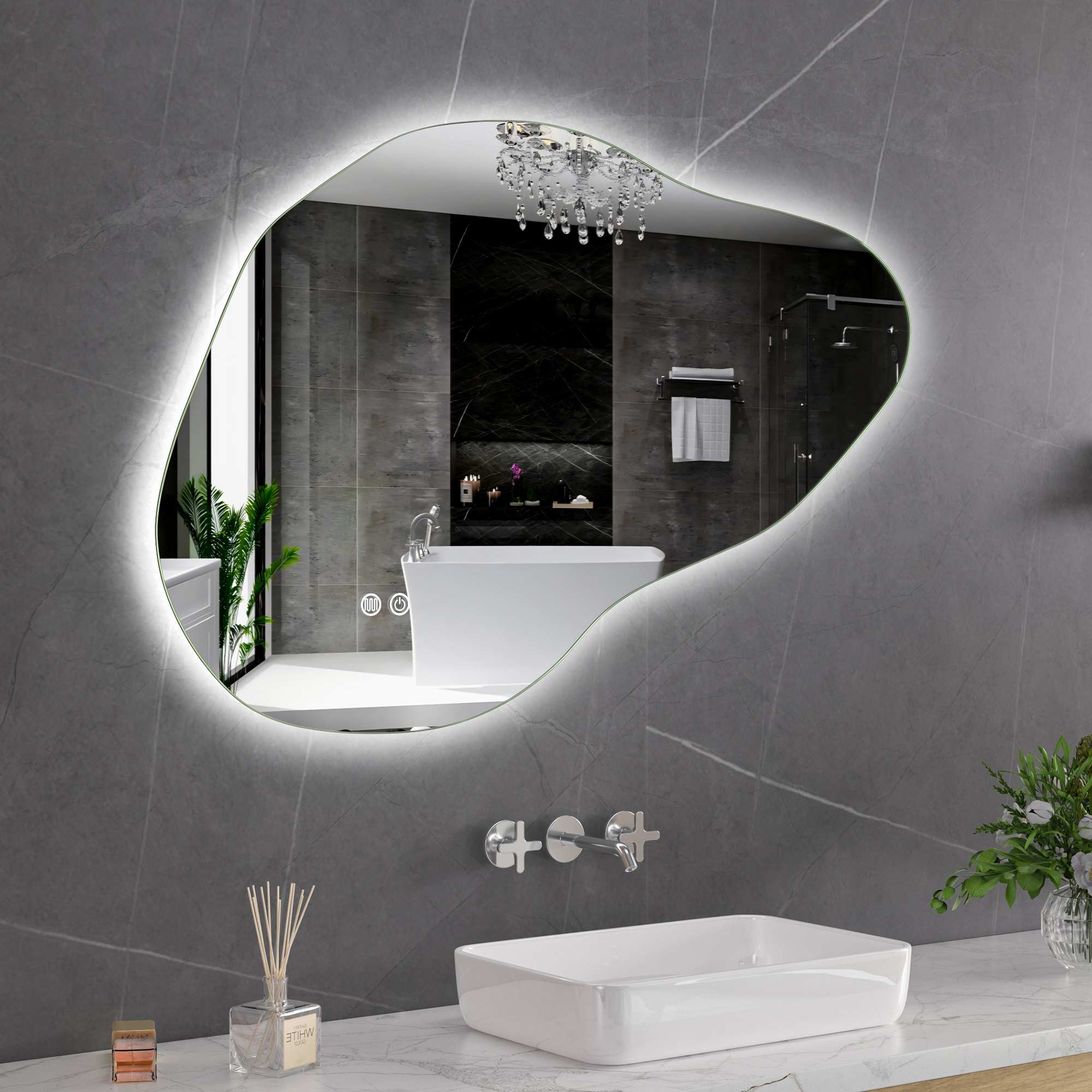 Badrumsspegel Lyfco med LED-Belysning 100x65 cm