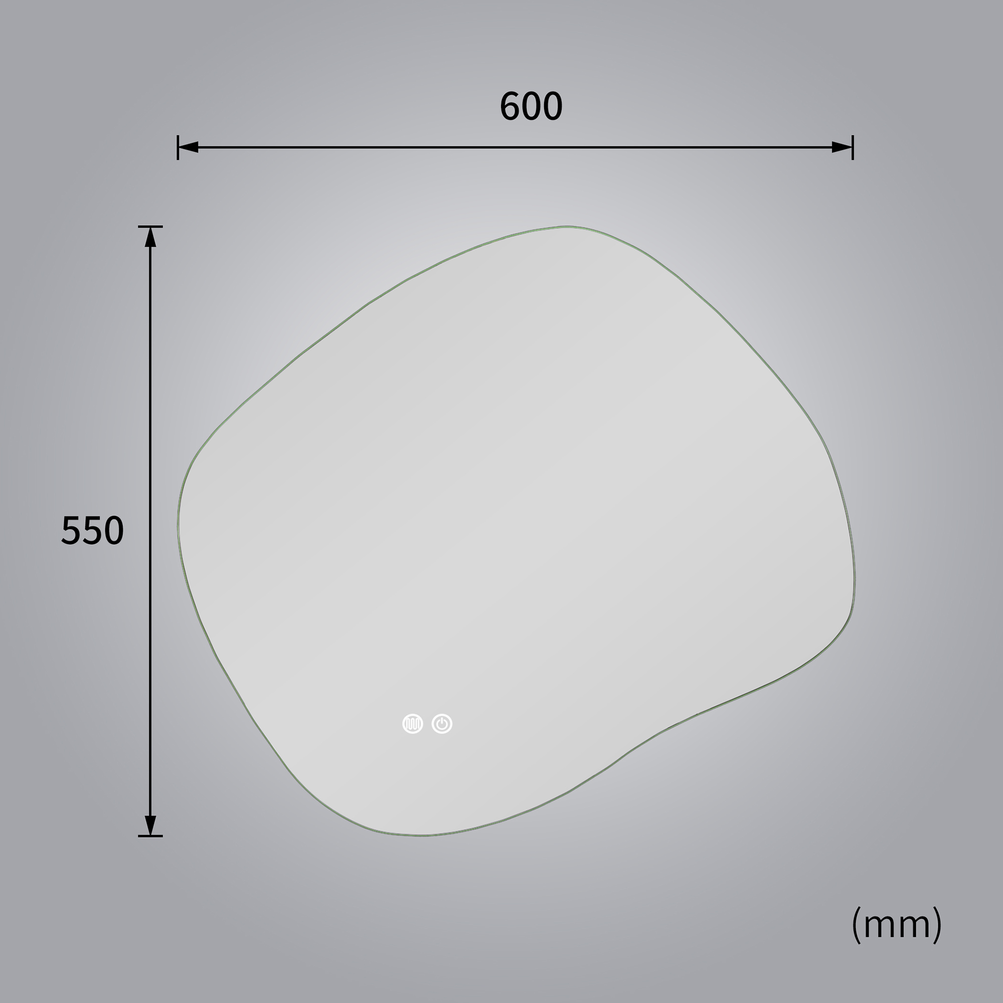 Badrumsspegel Lyfco med LED-Belysning 60x55 cm