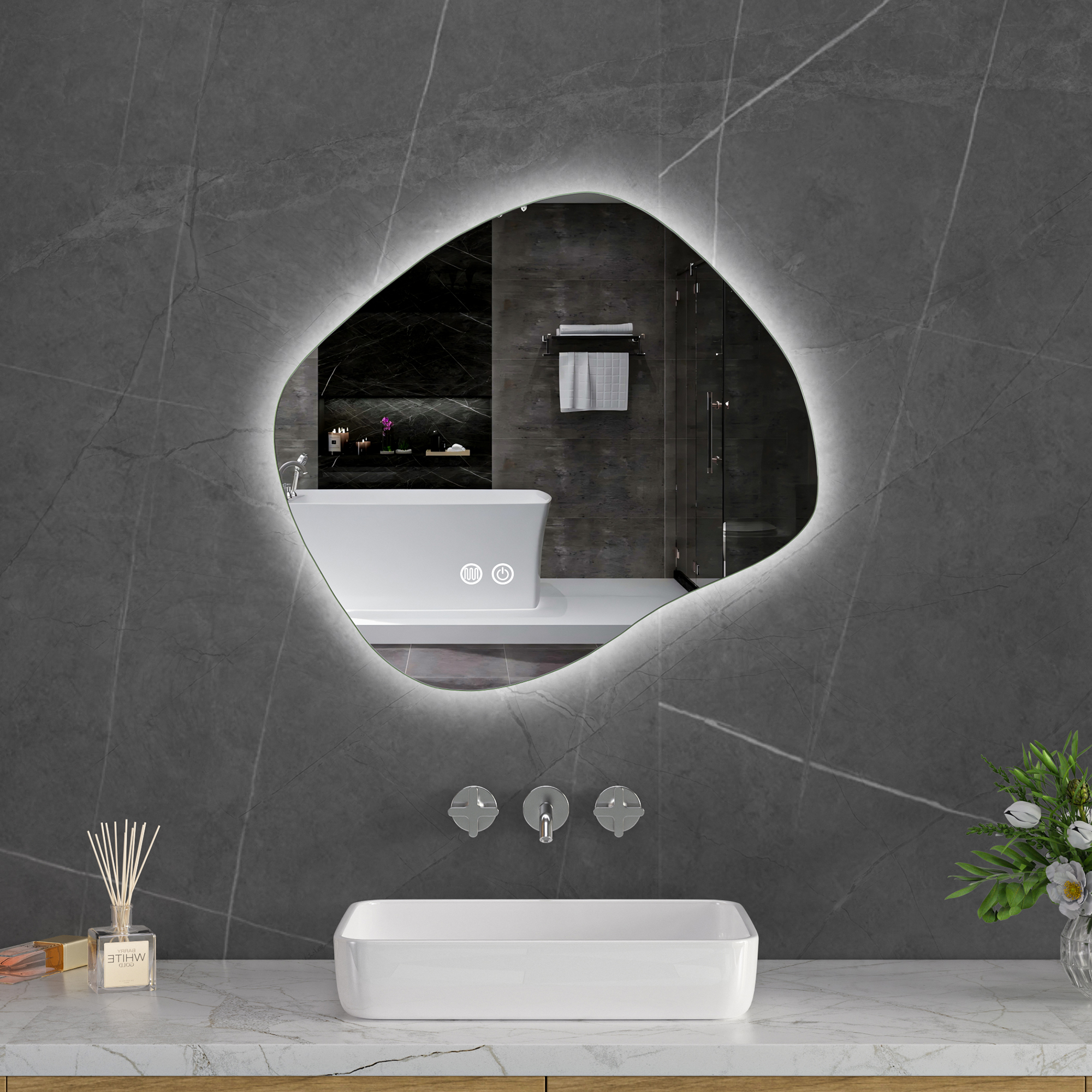 Badrumsspegel Lyfco med LED-Belysning 60x55 cm