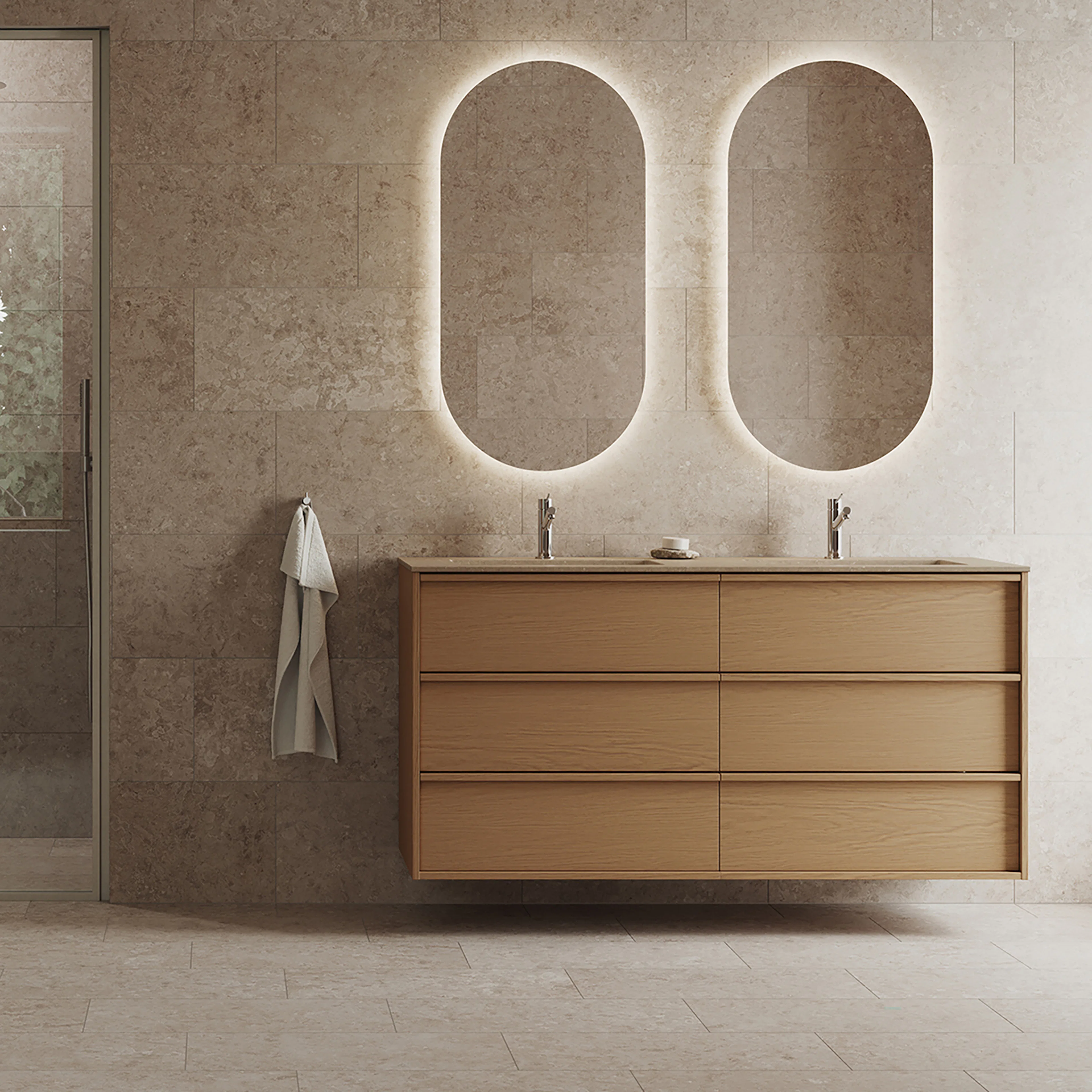 Tvättställsskåp INR Terra Carve Dubbel med 6 Lådor