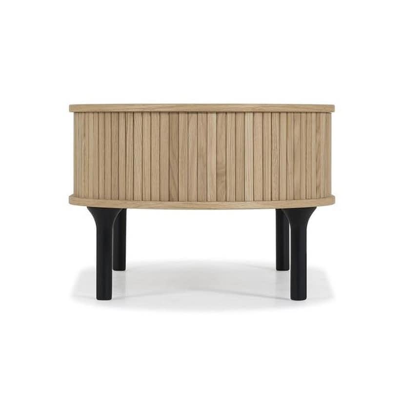 Soffbord In Living Noira Naturfärgad Ovalt Vardagsrumsbord med Förvaring 118cm