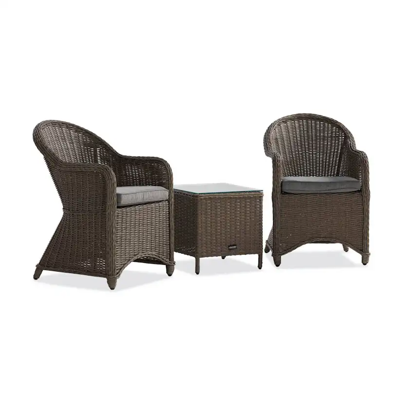 Cafégrupp deNoord Marcus Caféset med 2 Light Fåtöljer i Konstrotting m Dyna