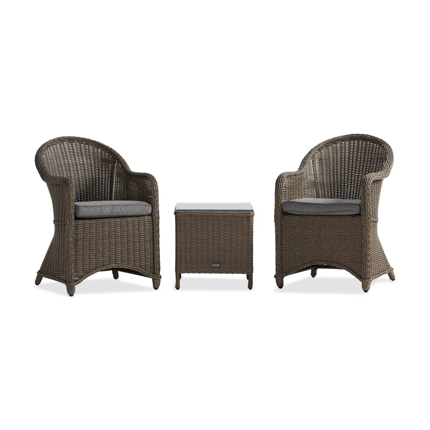 Cafégrupp deNoord Marcus Caféset med 2 Light Fåtöljer i Konstrotting m Dyna