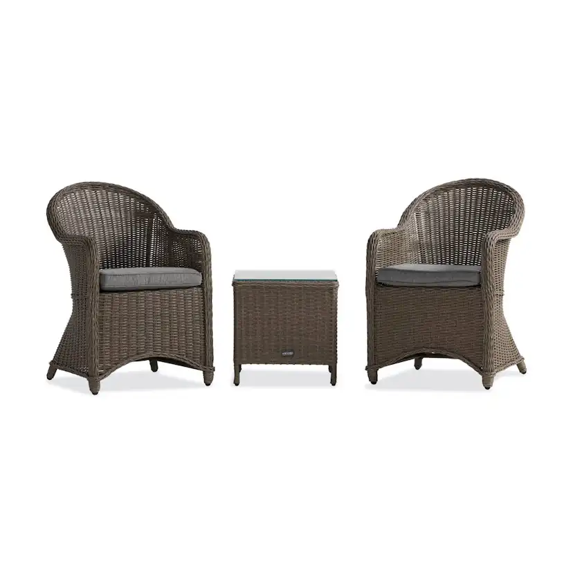 Cafégrupp deNoord Marcus Caféset med 2 Light Fåtöljer i Konstrotting m Dyna