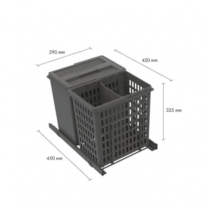 Källsorteringskärhållare Beslag Design Select Basic Eco Mörkgrå