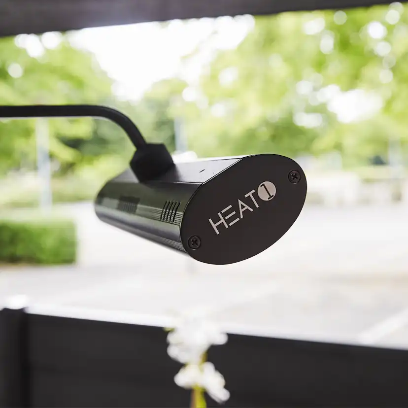 Infravärmare HEAT1 ECO High-line 3x670W Terrassvärmare för Parasol, Svart Aluminium