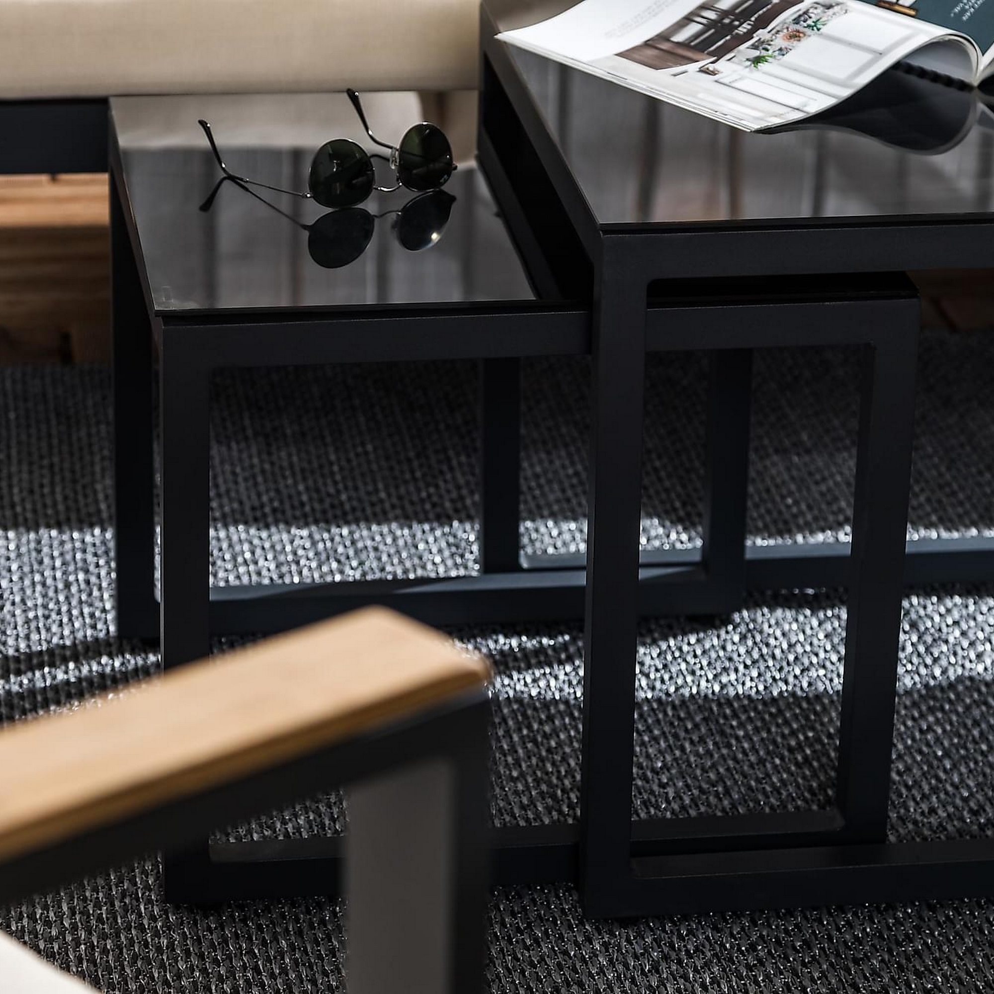 Loungegrupp deNoord Aspvik Soffgrupp Svart med Beige dynor