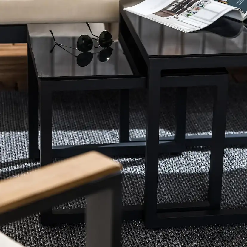 Loungegrupp deNoord Aspvik Soffgrupp Svart med Beige dynor