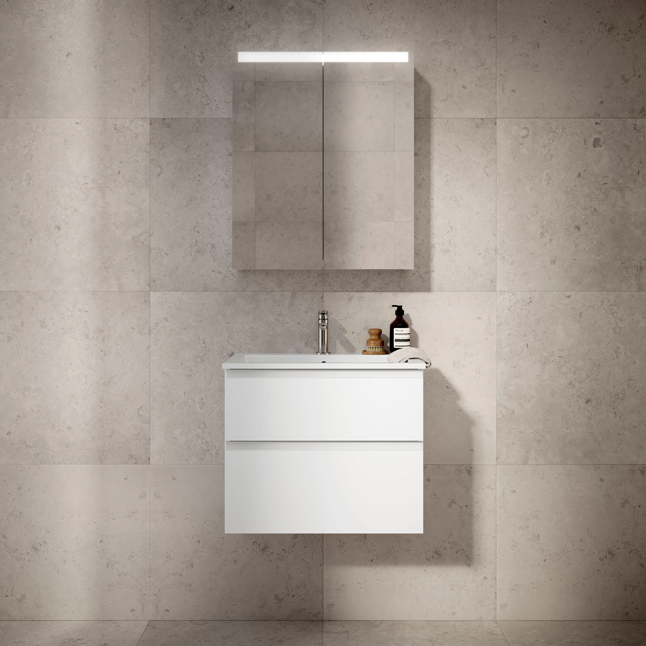 Möbelpaket INR Viskan Grip med Tvättställ och Spegelskåp Stage