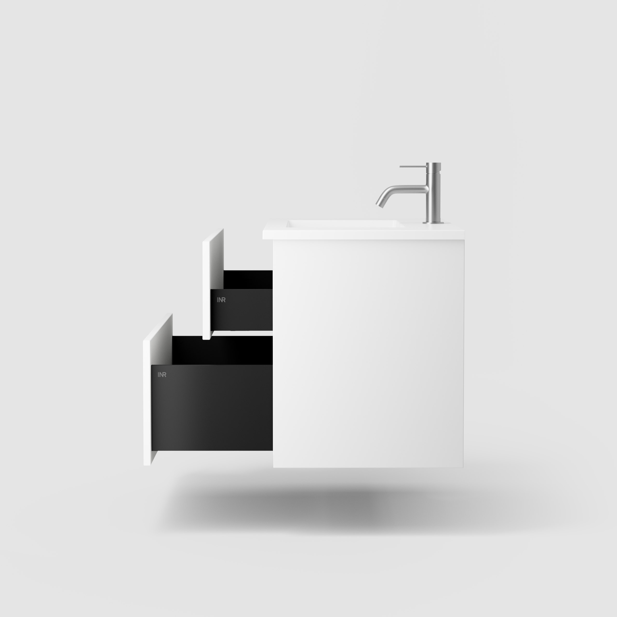 Möbelpaket INR Viskan Solid med Tvättställ och handtag, Spegelskåp Stage