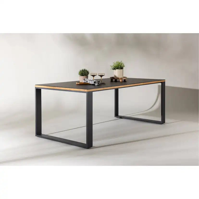 Trädgårdsbord deNoord Aspvik Matbord 100x200 cm Svart