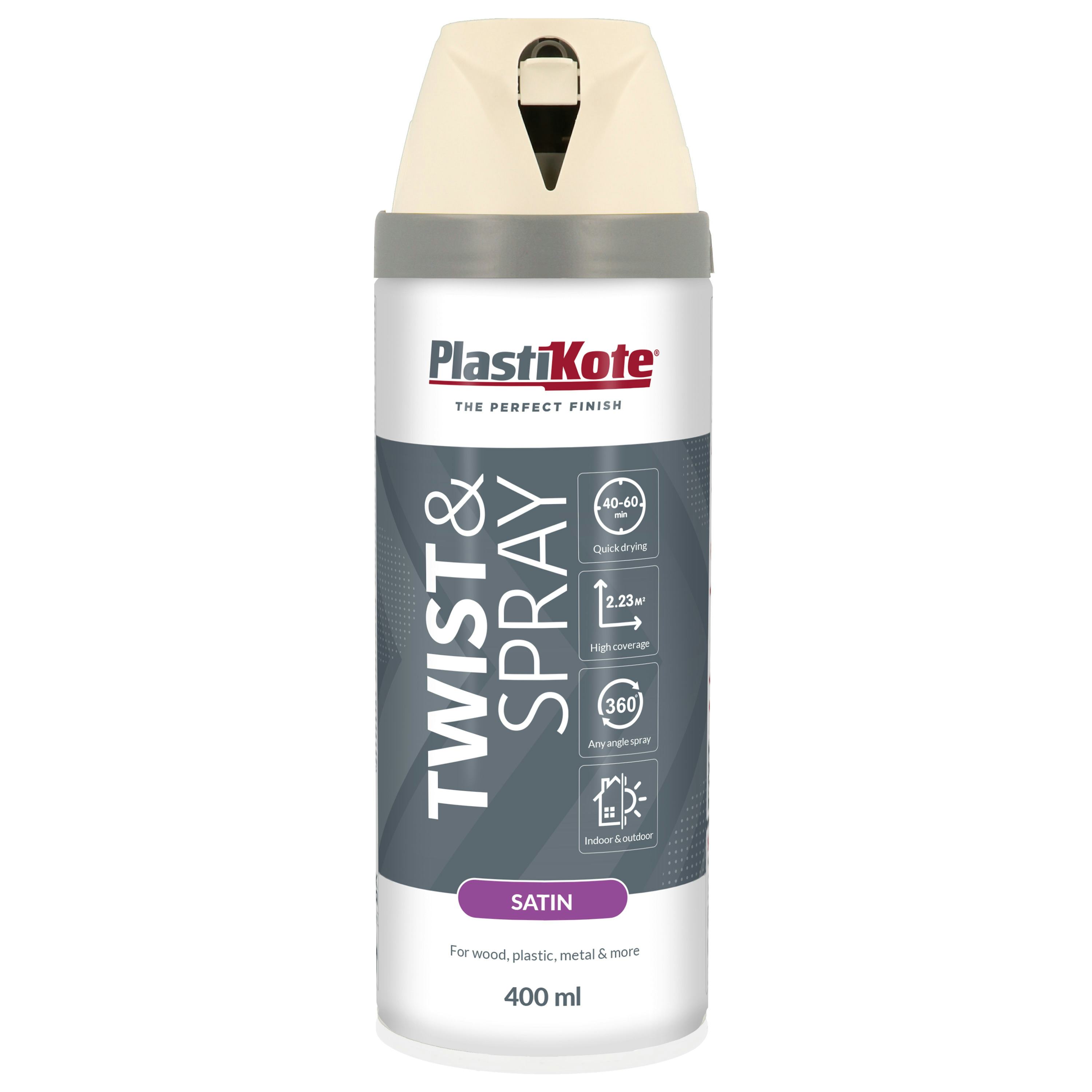 Sprayfärg Plasti-koteT&S Vit Halvblank 400 ml