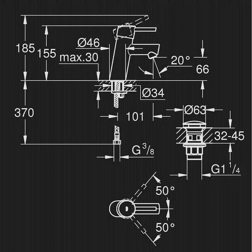 Tvättställsblandare Grohe Concetto 23931 med Pop-Up Ventil