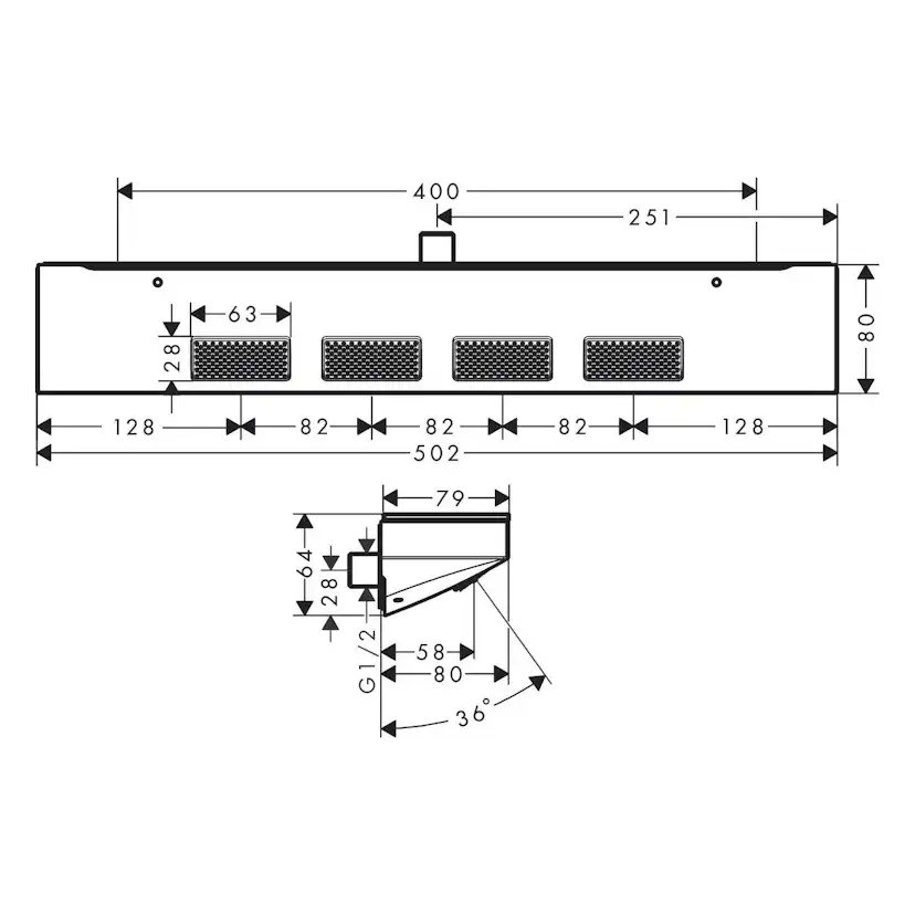 Axeldusch Hansgrohe Rainfinity 500 1jet med Hylla
