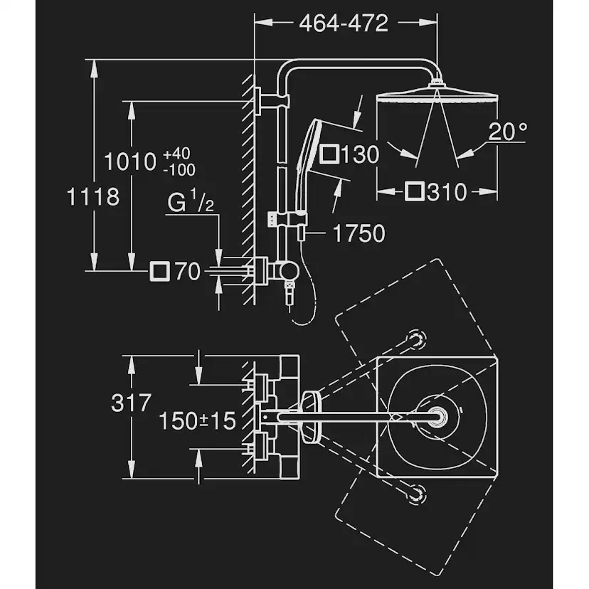Takduschset Grohe Rainshower 310 Cube