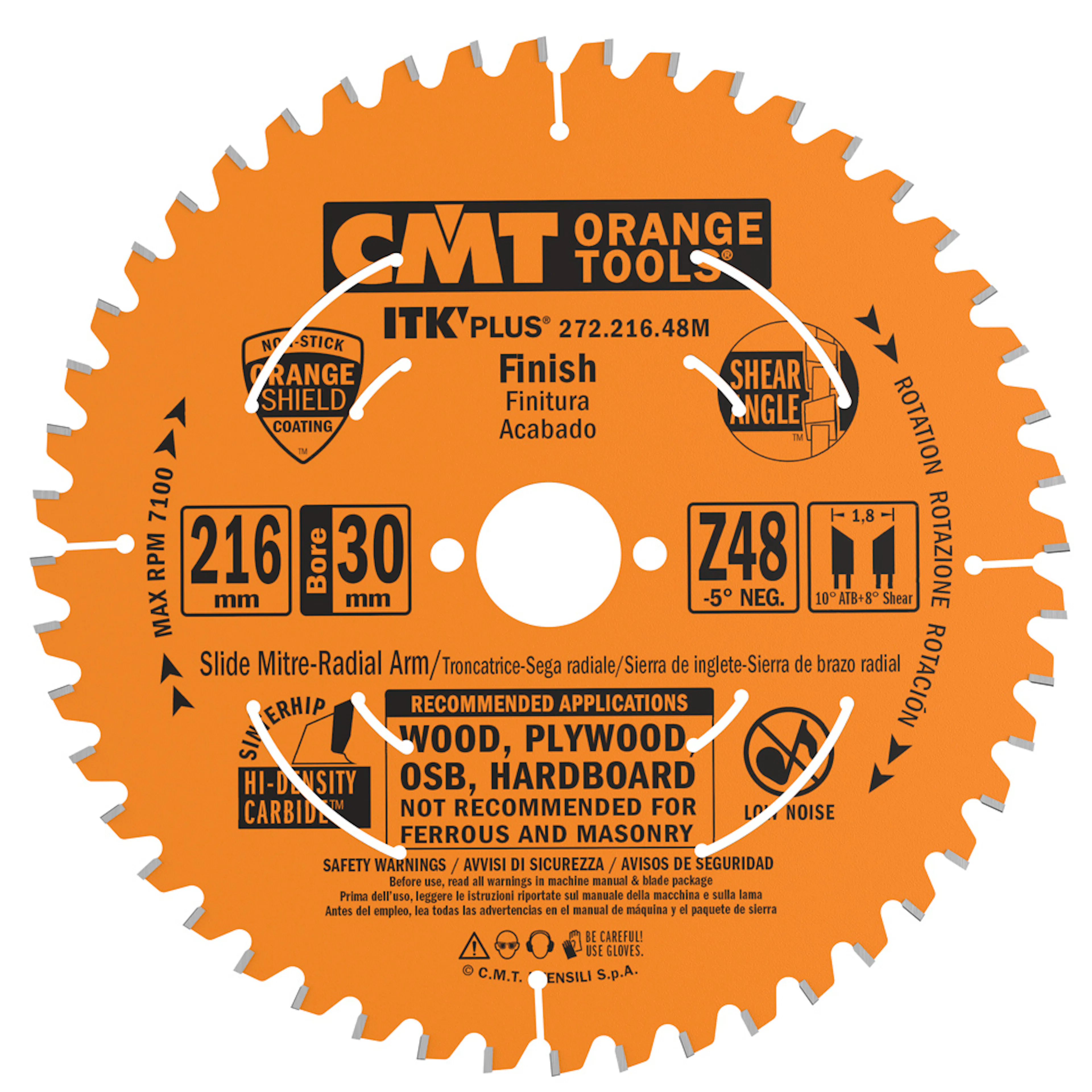 Sågklinga CMT Orange Tools ITK-Plus Kapning 216x1,8x30 T48 W Neg
