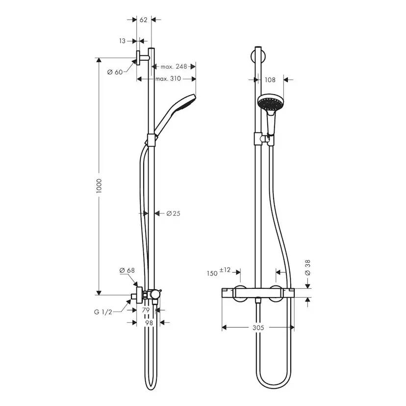 Duschset Hansgrohe Croma Select S SemiPipe Multi