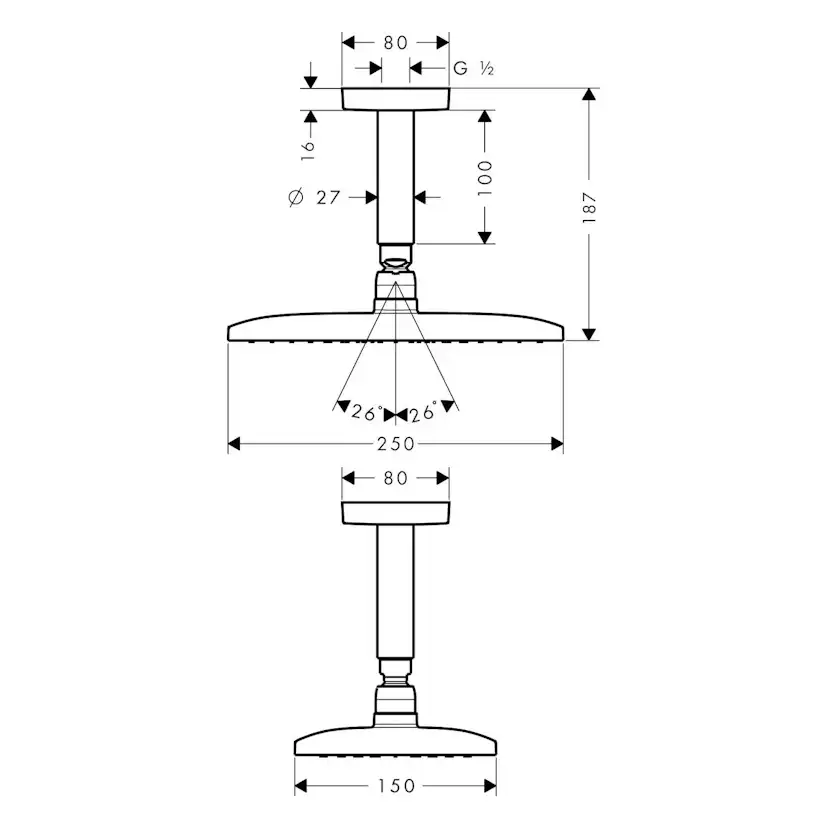 Huvuddusch Hansgrohe Raindance E 240 för Tak