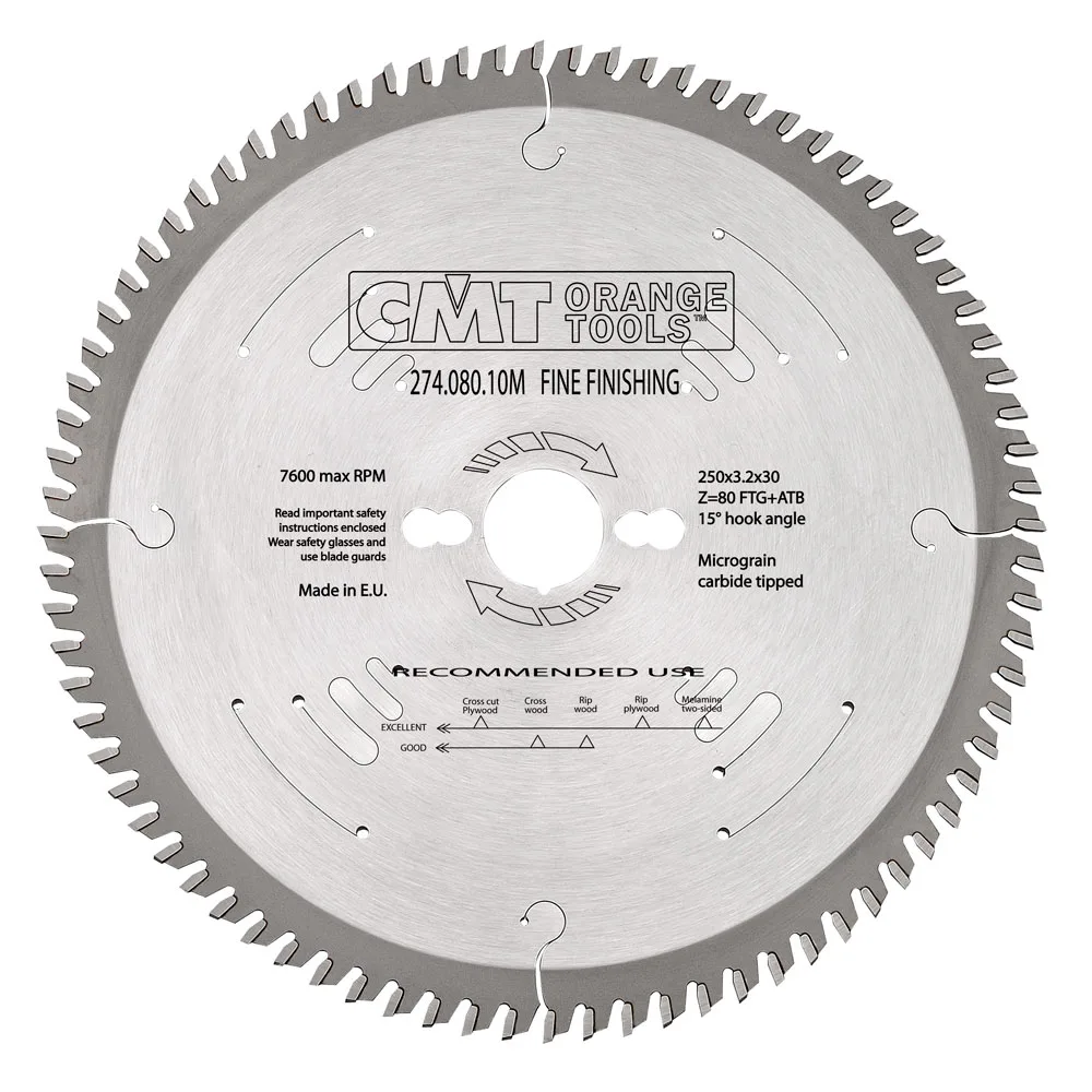 Sågklinga CMT Orange Tools fintandad 250x3,2x30 T80 TFW