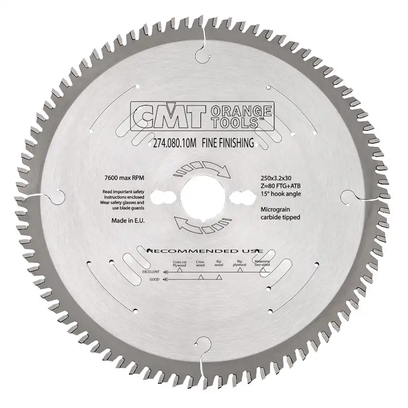 Sågklinga CMT Orange Tools fintandad 250x3,2x30 T80 TFW